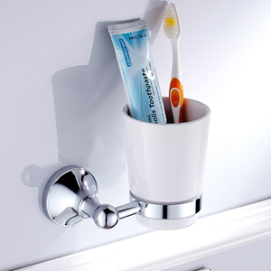 Verchroomd Messing Gemaakt Wall Mount Bad Hardware Sets Handdoek Bar Robehaak Papier Houder Vierkante Badkamer Accessoires Set: Tumbler Holder