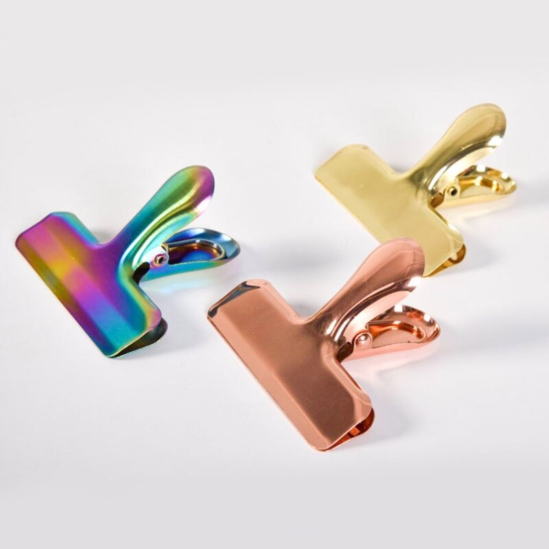 Large Bull Clip Stainless Steel Paper Clamp Colorful Hinge Clips File Clip Office Supplies for Receipt Document Food Bag