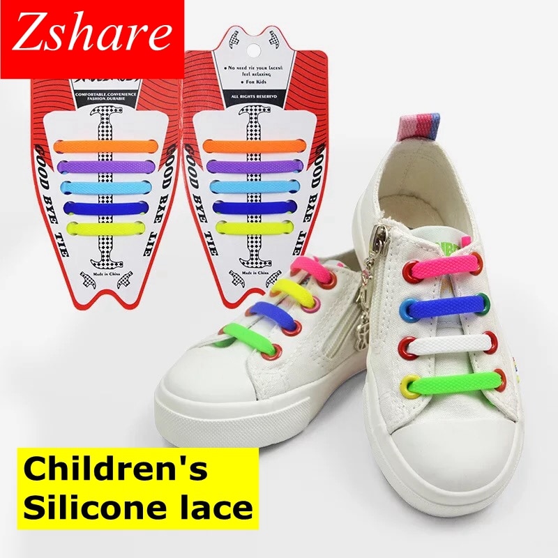 10 teile/los Kinder Silikon Schnürsenkel Keine Krawatte Elastische Schnürsenkel kinder Gummi Schnürsenkel