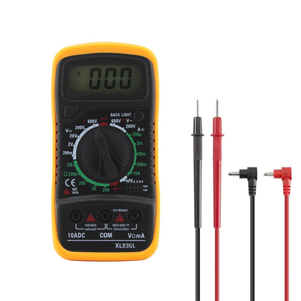 XL830L Handheld Digitale Multimeter Lcd Backlight Draagbare Ac/Dc Amperemeter Voltmeter Ohm Voltage Tester Meter Multimetro: XL830L-Yellow