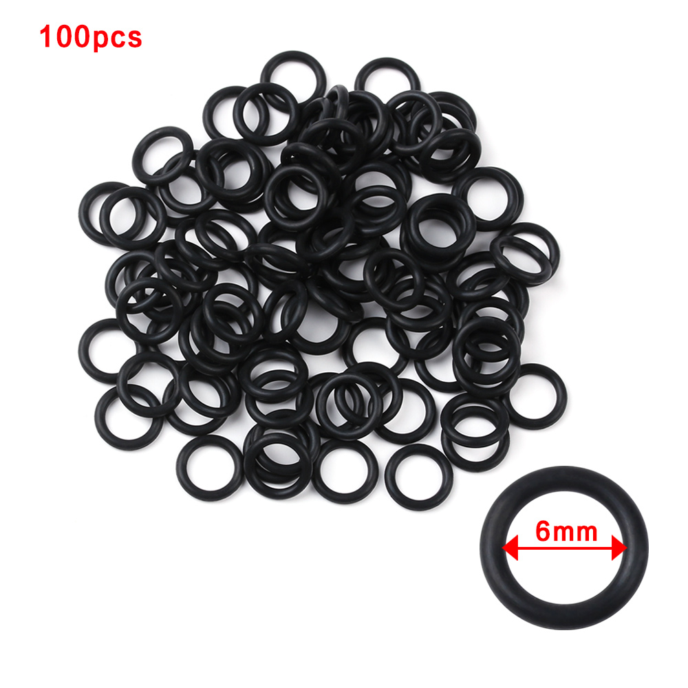 100Pcs Zwart Rubber O-Ringen Voor Wormen Wacky Rig O-Ring Tool Vissen Bite Indicator Rubberen Afdichting pakking Vissen Accessoires: ID - 6mm