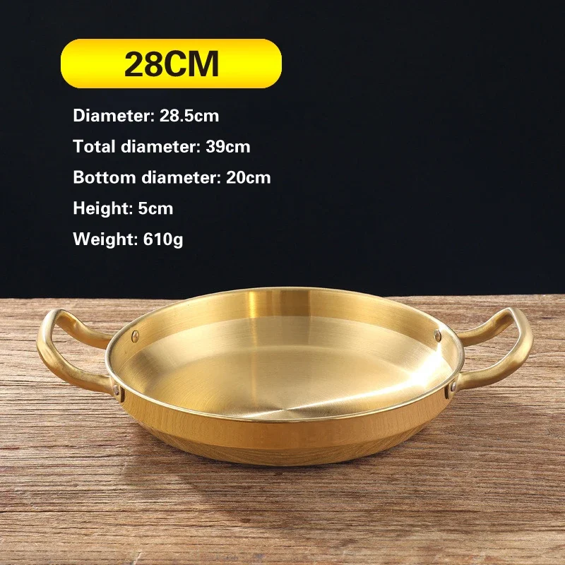 Cuenco de olla seca de acero inoxidable, olla de arroz de mariscos españoles, olla del Ejército Coreano dorada, sartén comercial gruesa de doble oreja: Morado