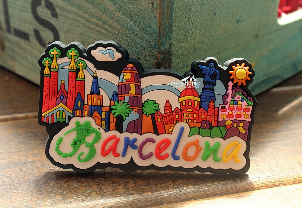 Barcelona Landmarks Spanje Toerisme Souvenir Cartoon Rubber Koelkastmagneet Idee