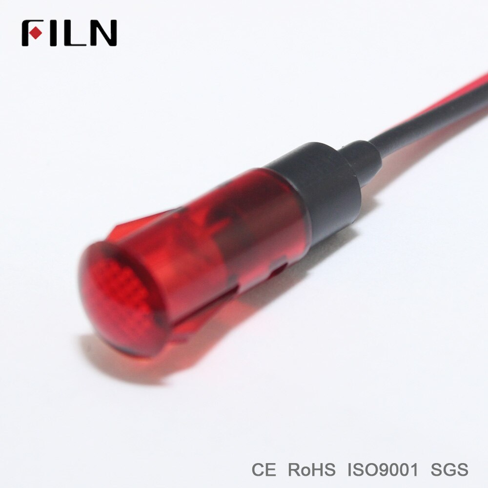 Fl1p-8qw-2 st 8mm diameter plast bärnsten vit röd grön plast 120v 220v 12v led pilotljus med 20cm kablar