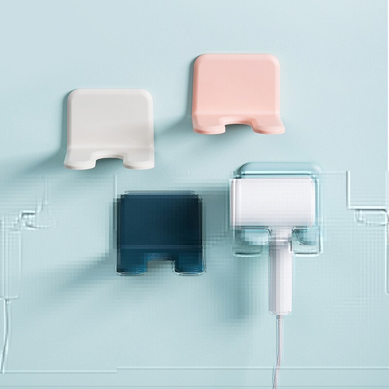 Wall-Mounted Hair Dryer Holder Rack Plastic PP Storage Shelf Basket Shower Caddy Kitchen Bathroom Organizer Hair Dryer Rack