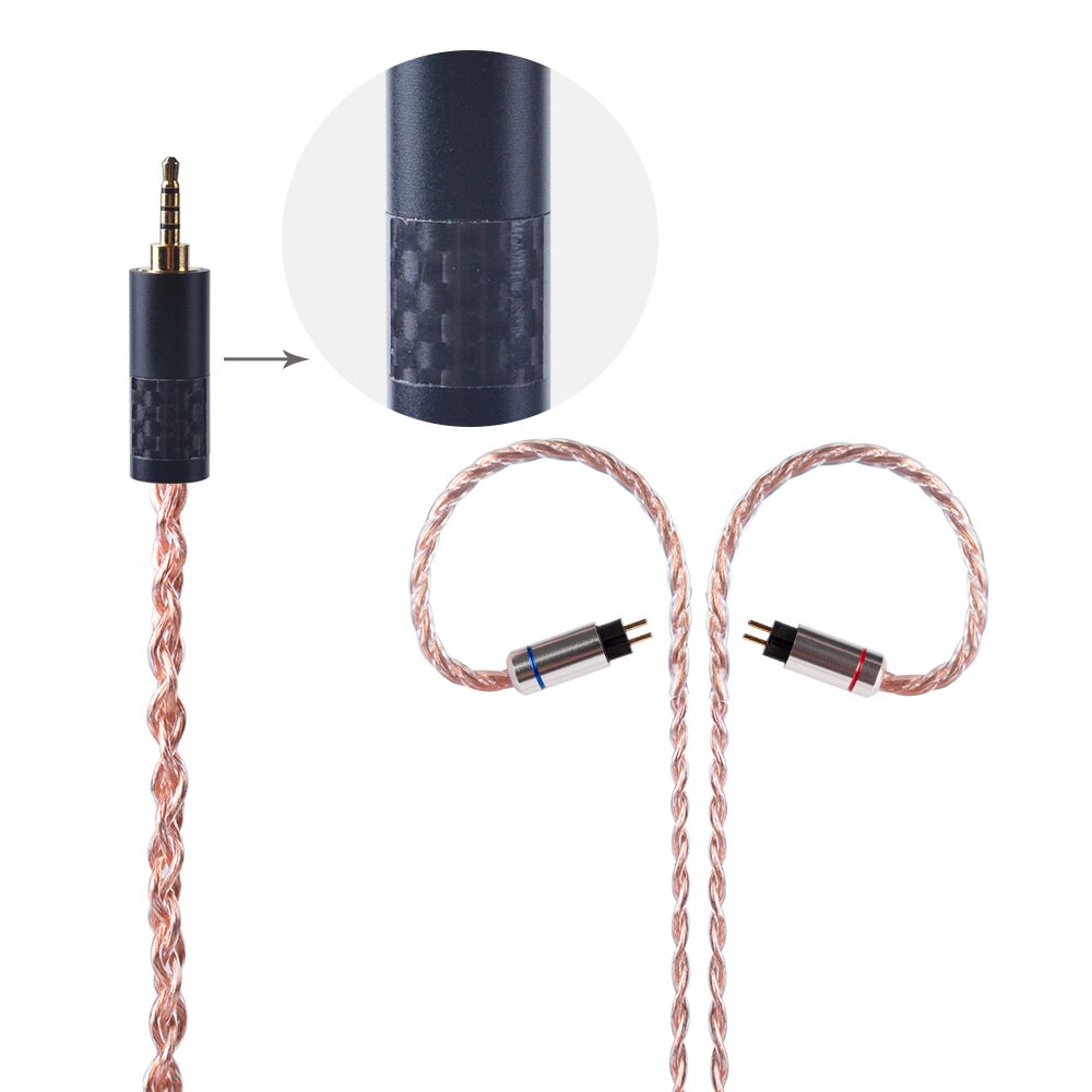 OFHC 24 AWG 6N de cobre de alta pureza Cable 2,5/3,5/4,4mm equilibrado Cable con MMCX/2PIN/QDC para BL-03 BLON ZS10 PRO ZSX C12 BA5: 2PIN 2.5