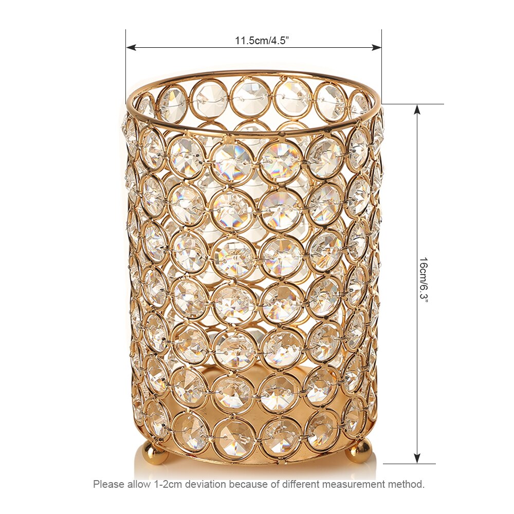 VINGIANT Crystal Cylinder Flower Vases Candle Holders for Home Wedding Table Centerpieces Halloween Decoration Handmade: Gold 7 Floor
