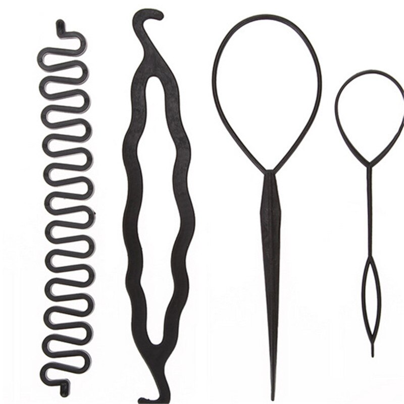 4 Stks/set Magic Hair Vlechten Twist Curler Set Haarspeld Holding Braiders Pull Haar Paardenstaart Diy Tool Styling Tool kit