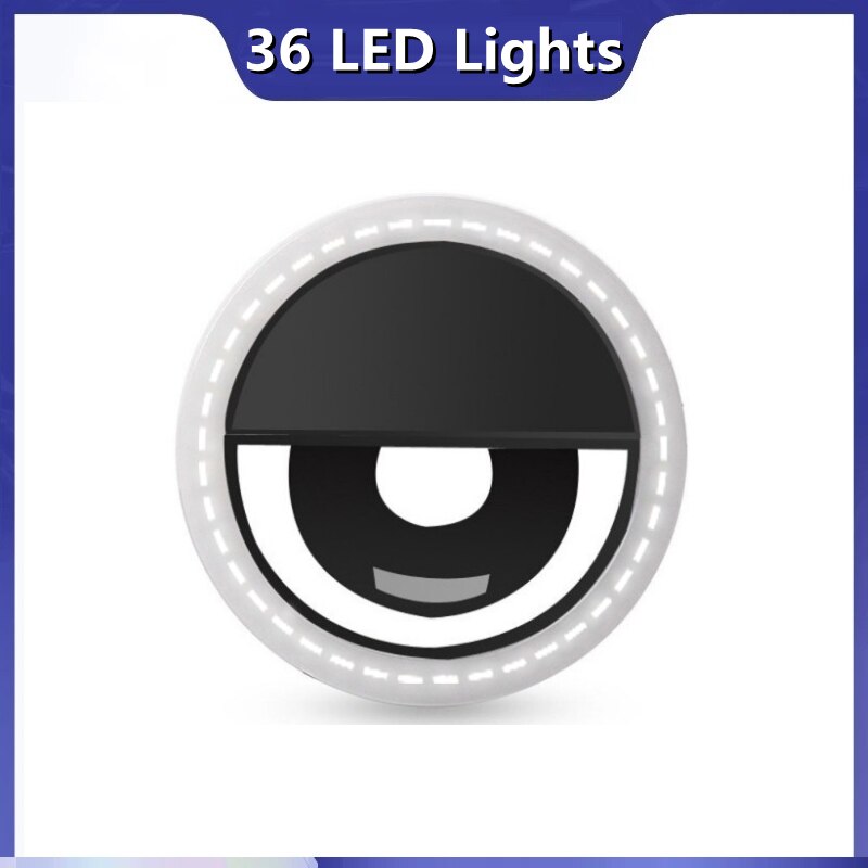 LED Ring Flash Universal Selfie Light LED portatili per telefoni cellulari lampada per Selfie anello luminoso Clip per iPhone 13 X XR Samsung: Black 36 lights
