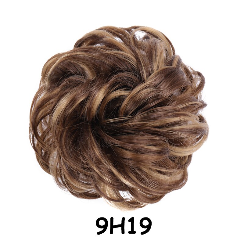 XUANGUANG Curly bun wearing rubber band synthetic wig Donut wig chignon Heat-resistant synthetic bun: 9H19