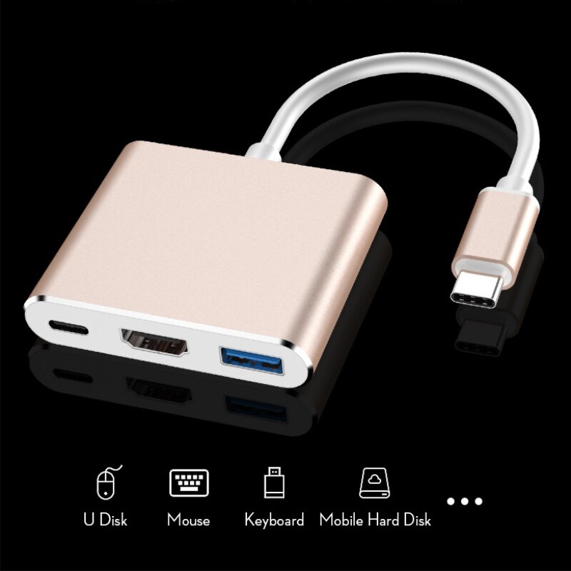 Type C Usb 3.1 Naar USB-C Hdmi Usb 3.0 Adapter 3 In 1 Hub Voor Apple Macbook Lot Kan Opladen laptop Of Mobiele Telefoons