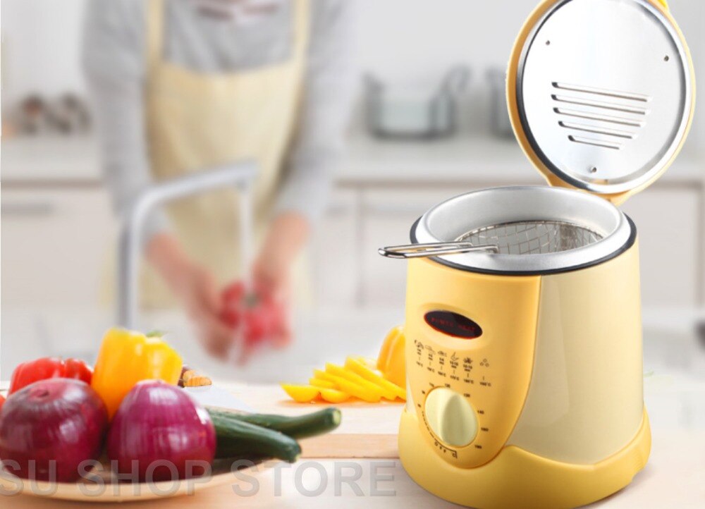 Smokeless multifunctional frying pan 0.9L Mini electric oil fryer oven French fries Grill Chicken Fried Fish Pot machine