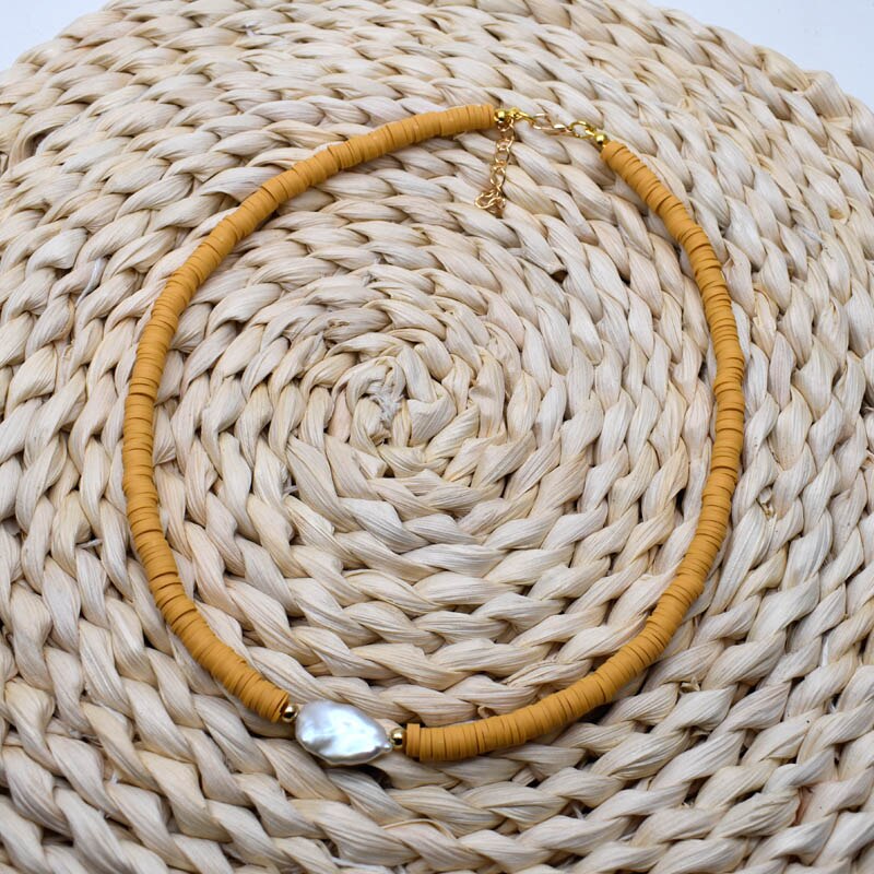 Gargantilla de cuentas de cerámica blanda de varios colores, collar de perla Irregular barroca de agua dulce Natural, joyería de playa para mujer,: G- 6mm