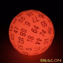 Bescon Gloeiende Polyhedrale 100 Zijden Dobbelstenen Cerise Rood, Lichtgevende D100 Dobbelstenen, 100 Zijdige Kubus, glow In Dark D100 Spel Dobbelstenen