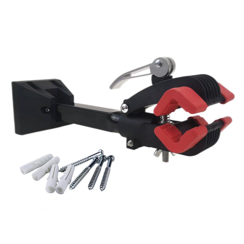 Estante de bicicleta montado en la pared, soporte de reparación de bicicletas duradero con altura ajustable, fuerte capacidad de carga para bicicleta fácil para banco de trabajo: Rojo