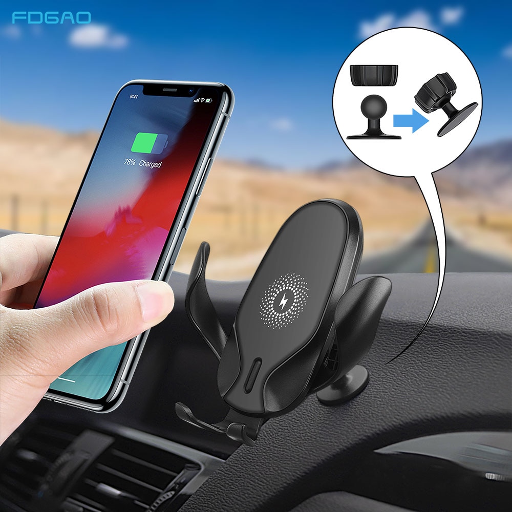 FDGAO 10W Chargeur De Voiture Sans Fil pour iPhone 11 Pro XS Max XR X Qi Charge Rapide Voiture Téléphone support pour samsung S10 S9 Note 10