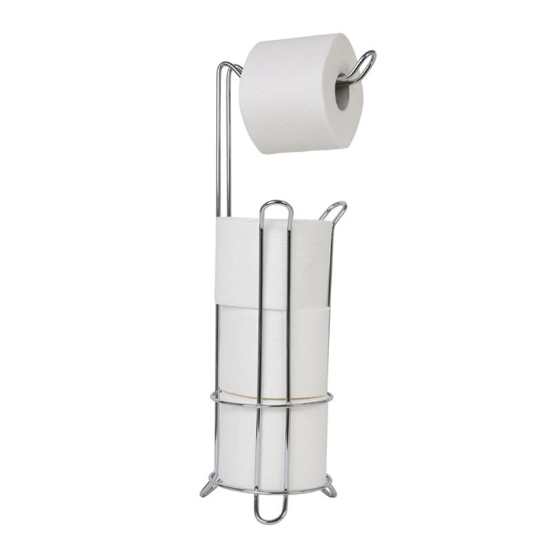 Toilet Roll Holder Free Standing, Compact Metal Toilet Roll Storage for 4 Paper Rolls, Practical Bathroom Accessory for Toilet o