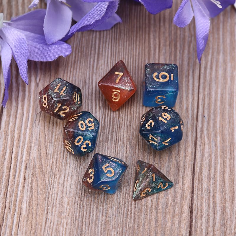 7pz D20 Acrilico Dadi Poliedrici luccichio Doppio Colori 20 Su dovuto Lati Dadi Tavolo da Gioco per sbarra pub club partito