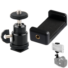 Sapata clipe de telefone universal moblie suporte do telefone com montagem 1/4 parafuso tripé monopé suporte para câmera slr