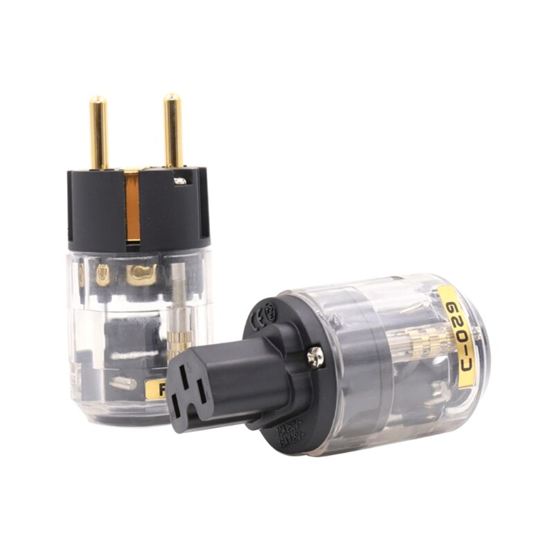 1Set P-029 En C-029 Fine Koper Verguld Eu Versie Stekker Voor Iec Audio Connector Netsnoer Kabel stekkers