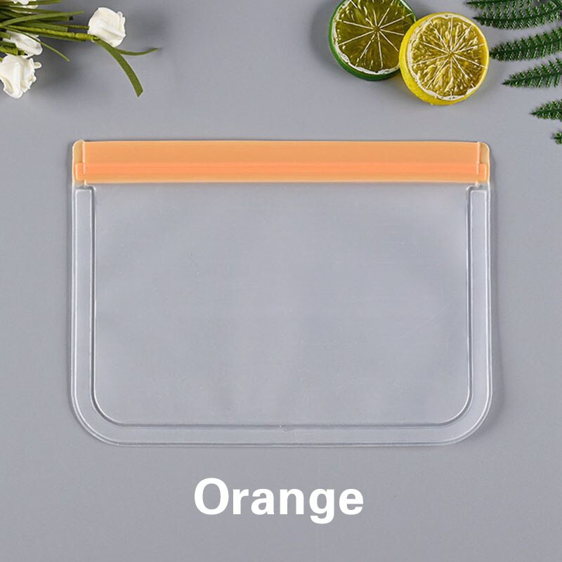 Silicone Food Storage Containers Leakproof Containers Reusable Stand Up Zip Shut Bag Cup Fresh Bag Food Storage Bag Fresh Wrap: Orange / 21.5 x12 cm