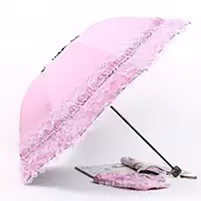 Lace Women Rain Umbrella Sun Paraguas mujer Black Parasol Folding Princess guarda chuva invertido UV Protection Decoration