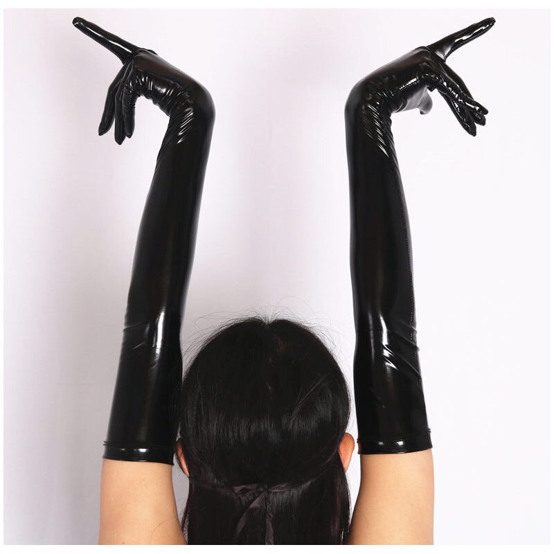 Latex PVC Leder Handschuhe Frauen Winter Lange Warme Handschuhe Guantes Mujer Eldiven Luvas Gothic Punk Rock Damen Handschuh Pelz Handschuhe