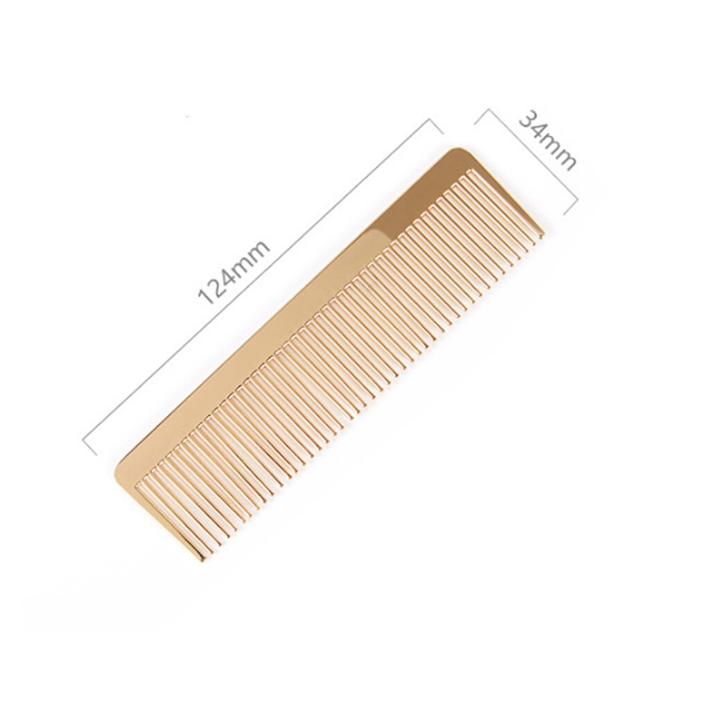Peine de aleación de dientes finos de Metal dorado para hombres y mujeres, cepillo de pelo de bolsillo de peluquería, peine con dientes finos para el cuidado del cabello portátil de buena