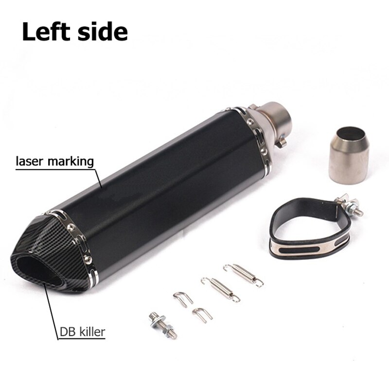 Universal 470MM Motorcycle Exhaust Pipe Scooter Motocross Muffler Modify Motorbike Escape DB Killer 51mm For MT03 MT07 R1 CBR400: F left
