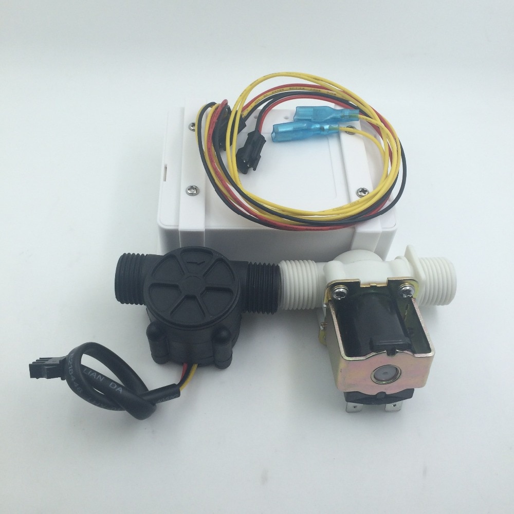 G1/2" Water Flow Controller LCD Display + Solenoid Valve Gauge + Flow Sensor Meter Counter Indicator