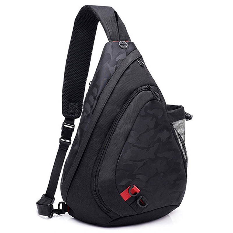 FGGS-Bolso pequeño de camuflaje negro impermeable para hombre, Mochila De chico, bandolera de un solo hombro para hombre
