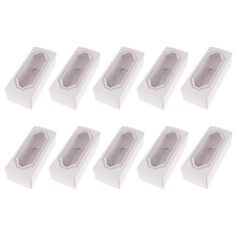 10 Pcs Baking Box White Card Paper Macaron Box Small Cookie Cake Dessert Party Packing Box With Clear Window