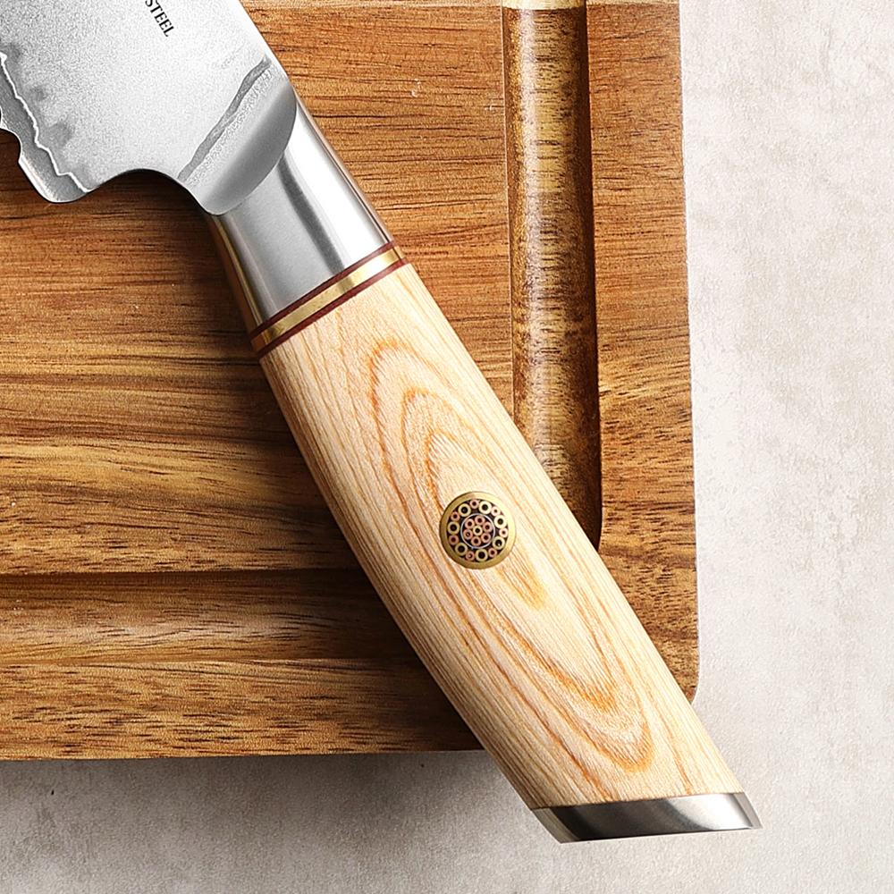 XINZUO 8.5" Bread Knife 60+2HRC Composite Steel With Japanese Pakkawood Handle Bread Knife Kitchen Accessories