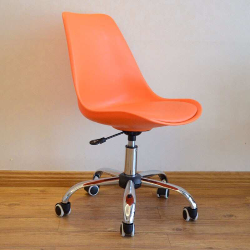 Computer Chair Home Modern Simple Lazy Desk Office Lifting Rotating Pulley Backrest Seat Student Small Chair: Orange PP