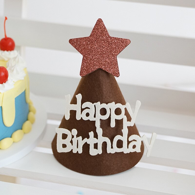 Chapeau d'anniversaire pour enfants, joli chapeau avec nœud en feutre, pour bébé de 100 jours, décoration de fête, accessoires Photo: 12