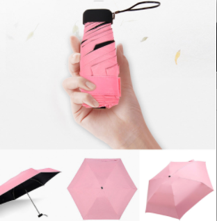 Mini Parapluie Plat, Léger et Facile à Ranger, Parasol Pliant de Petite Taille, Contre Soleil et Pluie, pour Femme: pink