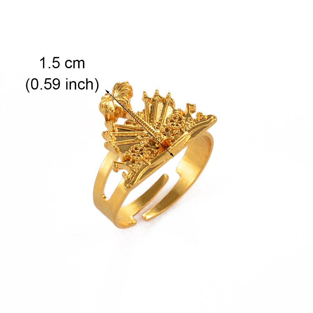 Anniyo Haïti Ringen Voor Vrouwen Meisjes Mannen Gouden Kleur Haïtiaanse Ring Resizable Ayiti Etnische Ornamenten #242806