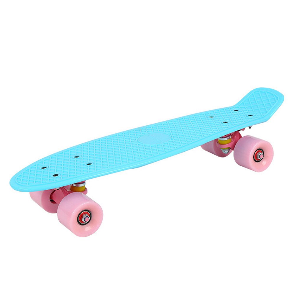 Planche à roulettes en plastique Mini Cruiser longue planche à roulettes complète pour les débutants planche à roulettes pour garçons filles enfants: A