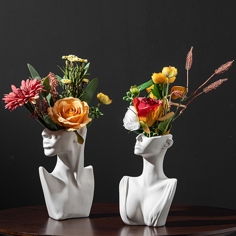 Moderne kunst abstrakt side ansikt vase hode keramisk vase tørkede blomster bord dekorasjon stue kontor dekorasjon hjem dekorasjon