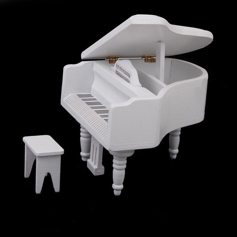 1:12 exquisit Holz Klavier Miniatur Puppe Haus Weiß