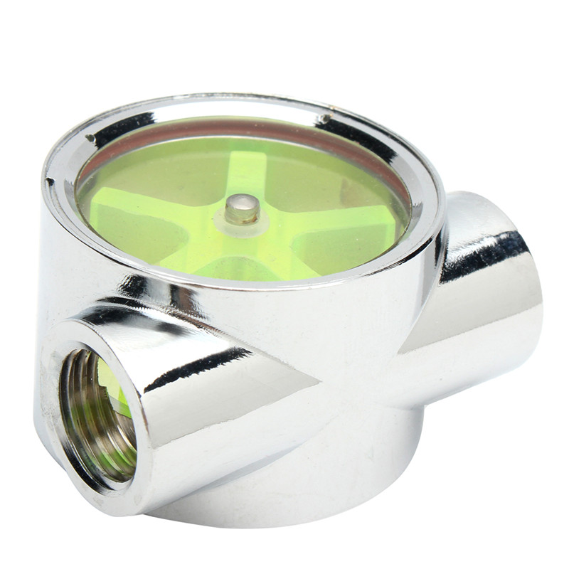 Flow Meter Water Cooling Flow Indicator Meter copper chromed 2 Ways G1/4 Threaded
