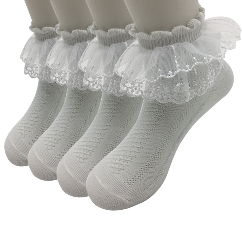 4 Pairs / Lot Summer Girls Socks Cotton Mesh Lace Candy Color Children Socks 1-12 Year Kids Socks For Girls