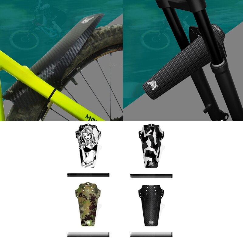 Fiber De carbone VTT Garde-Boue Vélo Vélo Avant Arrière Garde-Boue Partie M68D