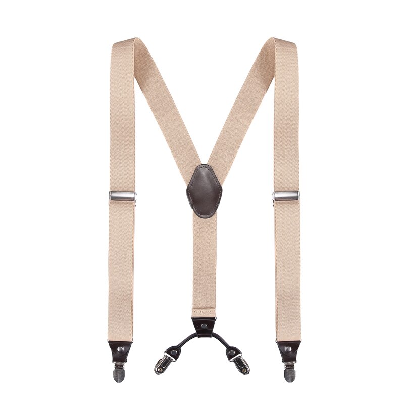 Style 3.5cm y-form 4 klips seler herre seler suspensorio masculino til mand eller kvinde: Beige
