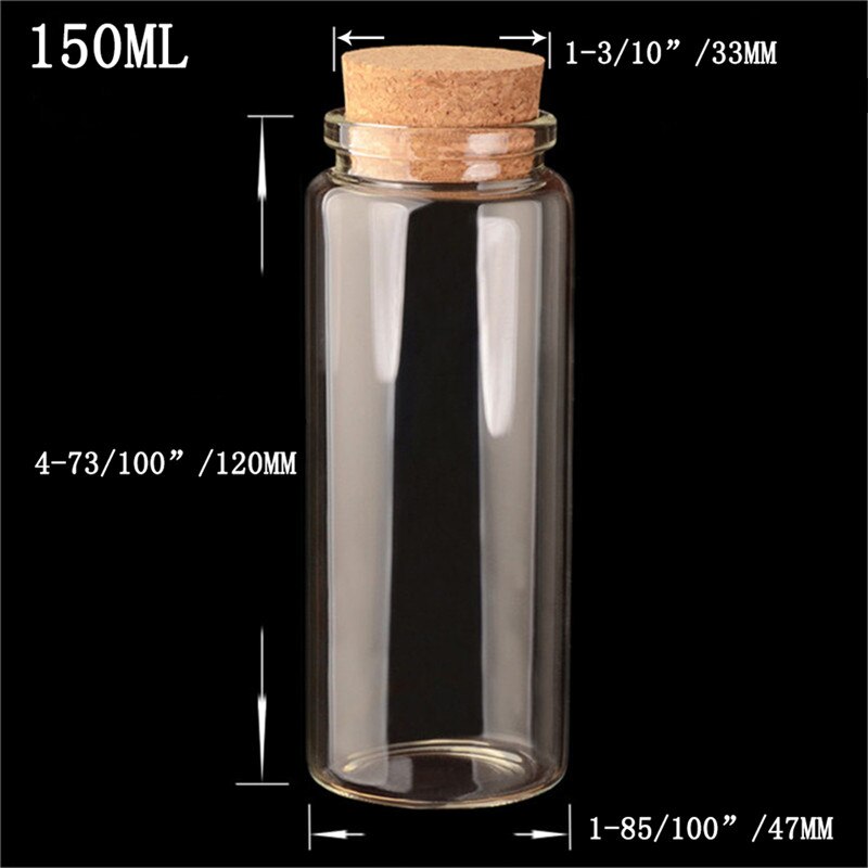 6PC Bottiglia di Vetro Con Tappo In Sughero Vuoto Vasi Trasparenti Fiala 50ml 80ml 100ml 150ml di Liquido Della Caramella vaniglia Pillola di Grado Alimentare di Stoccaggio Vasi Bottiglie: 150ml