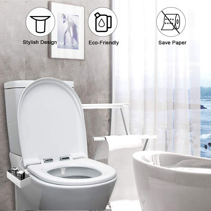 Bidet Wc Attachment Met Dual Nozzle, Verstelbare Waterdruk Verse Water Spray Voor Sanitaire En Vrouwelijk Wassen