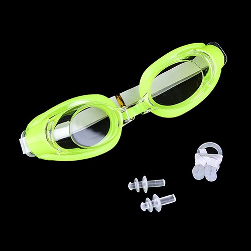 Justerbare børn børn vandtæt silikone anti tåge uv skjold svømning briller beskyttelsesbriller briller: Grøn