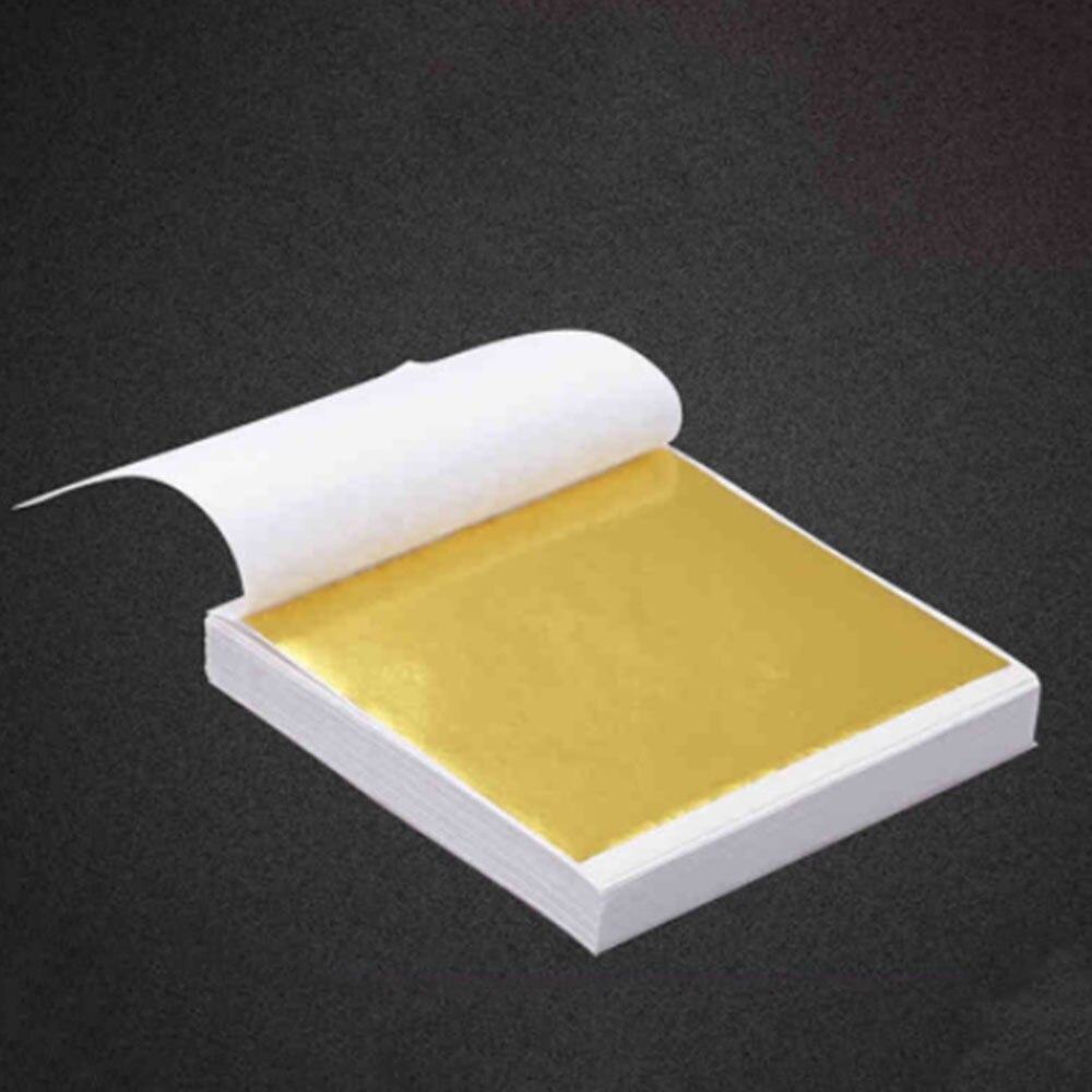100X Imitation Gold Leaf Sheets Practical K Pure Shiny Gold Leaf For Art Crafts Framing Handicrafts Gilding Decoration