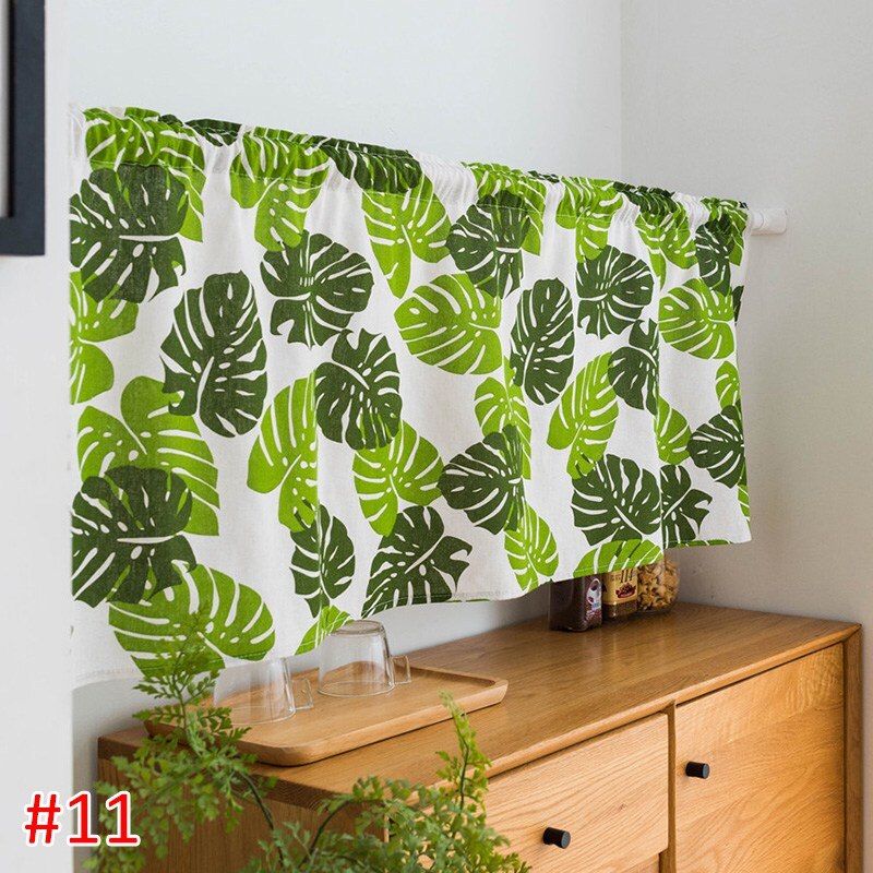 Hanging Short Curtain Floral Half-Curtain Plaid Window Drapes Polyester Half-Curtains for Kitchen Cafe Living Room Decoration: S11 Short Curtain