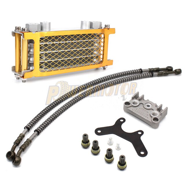 Kit de refroidissement d&#39;huile de moto, refroidisseur d&#39;huile pour 50cc 70cc 90cc 110cc 125cc 140cc Dirt Pit Bike DAX Pocket Bike: Gold 125-140cc